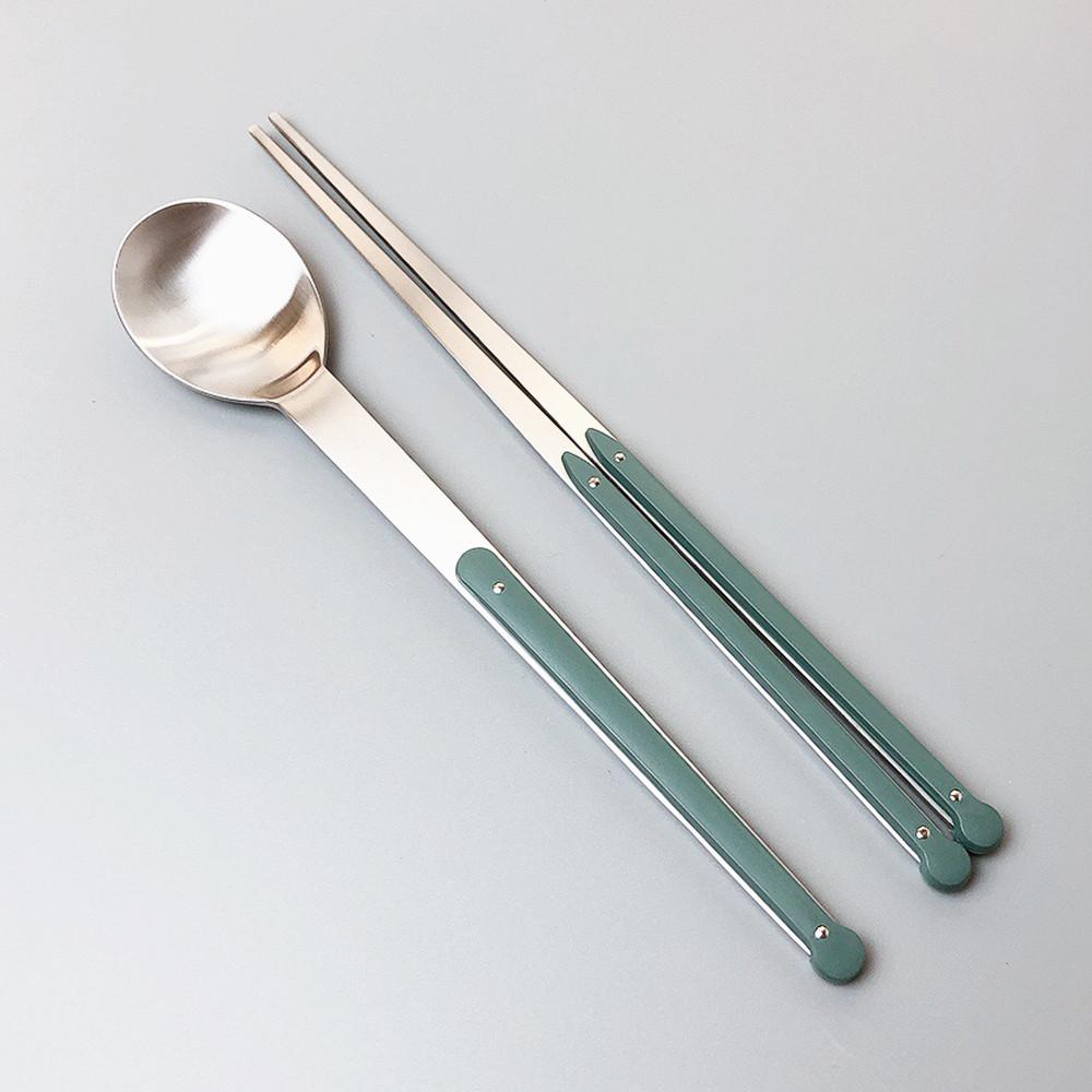 몽블랑 까스텔 숟가락 젓가락 부부 고급 스텐 티타늄 한식 수저세트 실버