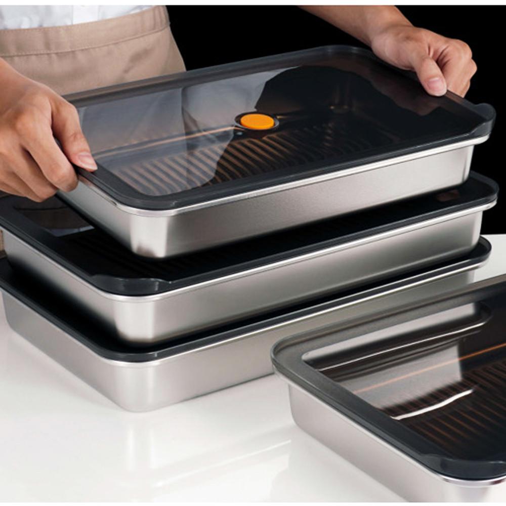 인덕션 직화가능 스텐 오븐 밀폐용기 250 나눔반찬통 사각 냉동실정리용기 원터치 캐니스터