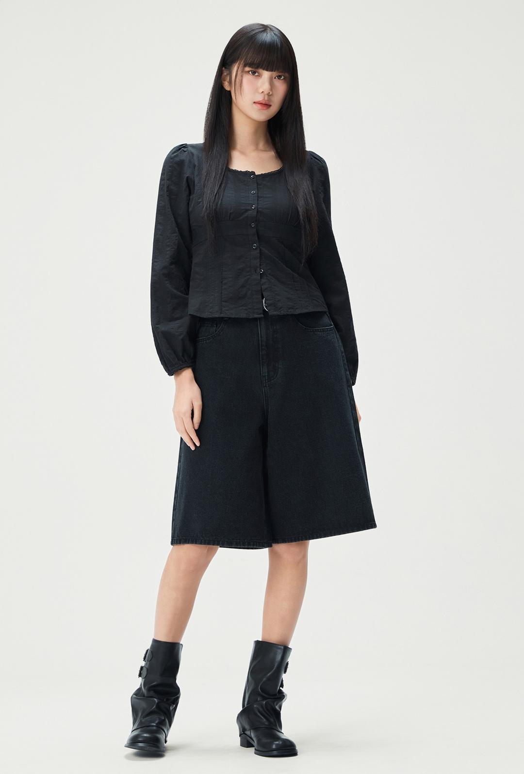 셔링 절개 블라우스_MIWBLG311G