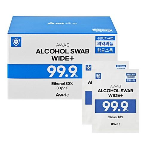 AWAS 알콜스왑 와이드 플러스, 30개입, 1개 - 손소독티슈 | 쿠팡