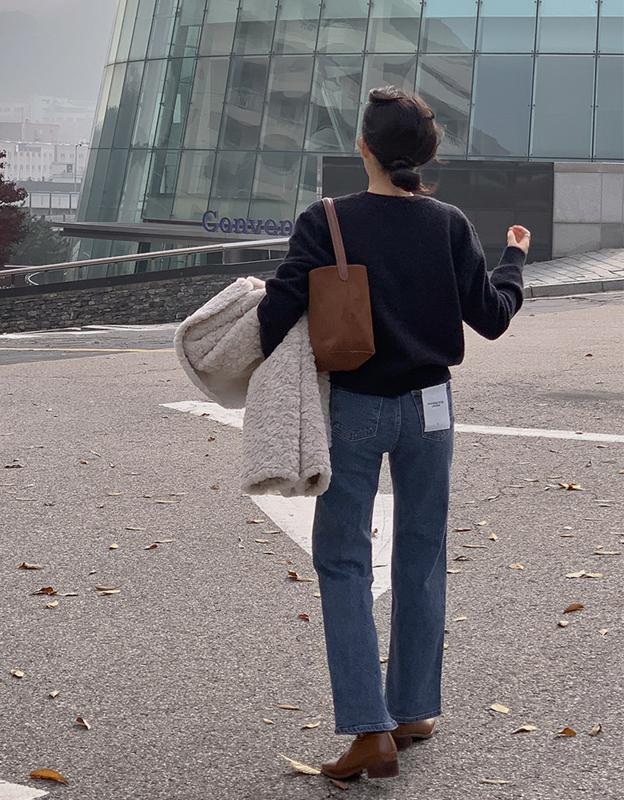 *러브프롬* 제너드 세미 와이드 데님 팬츠 (기모안감)