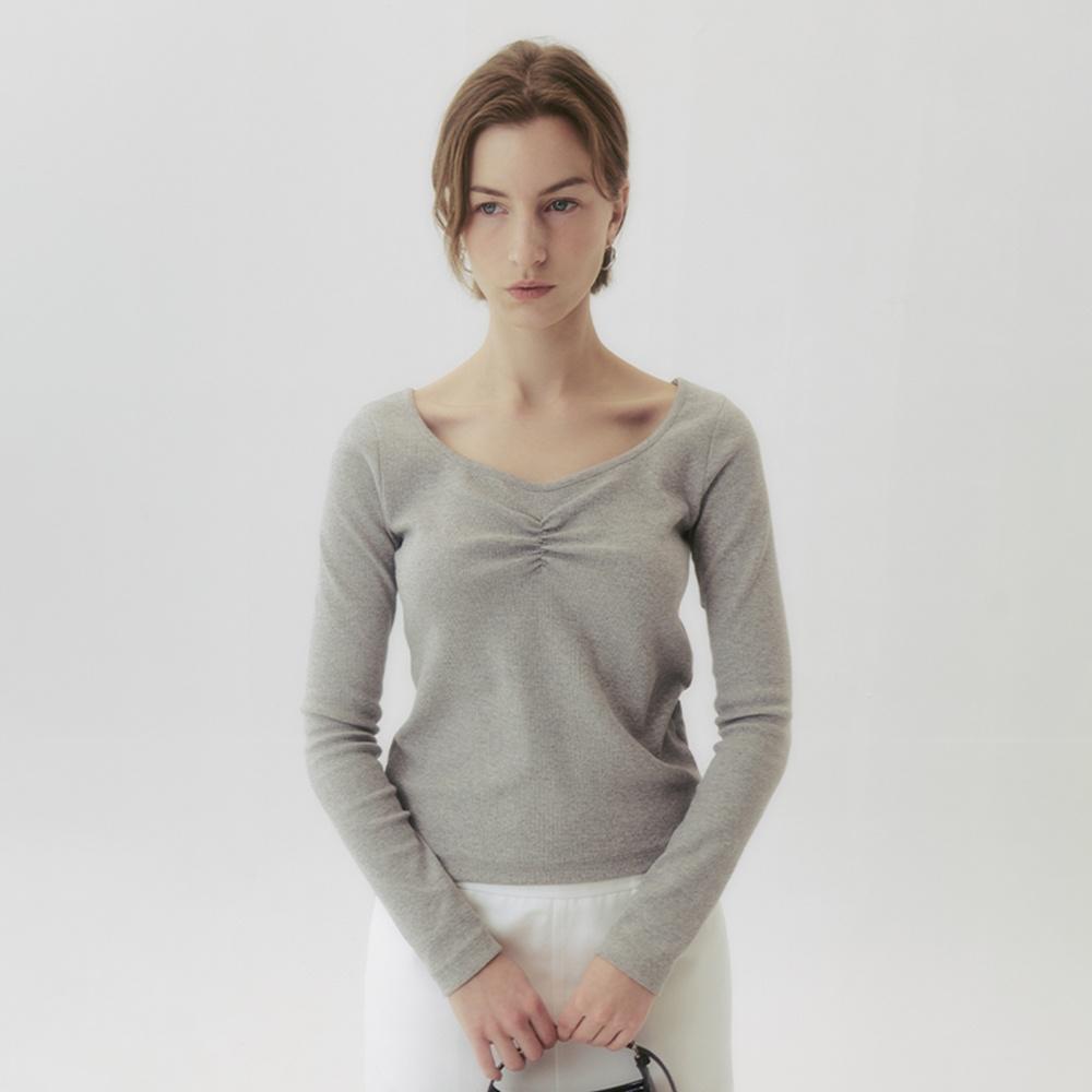 Heart Shirring T_(Melange)