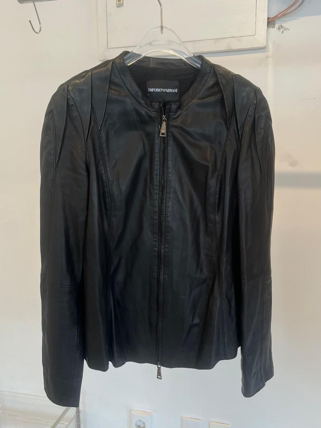 Emporio Armani Round Neck Leather Jacket | 후루츠패밀리