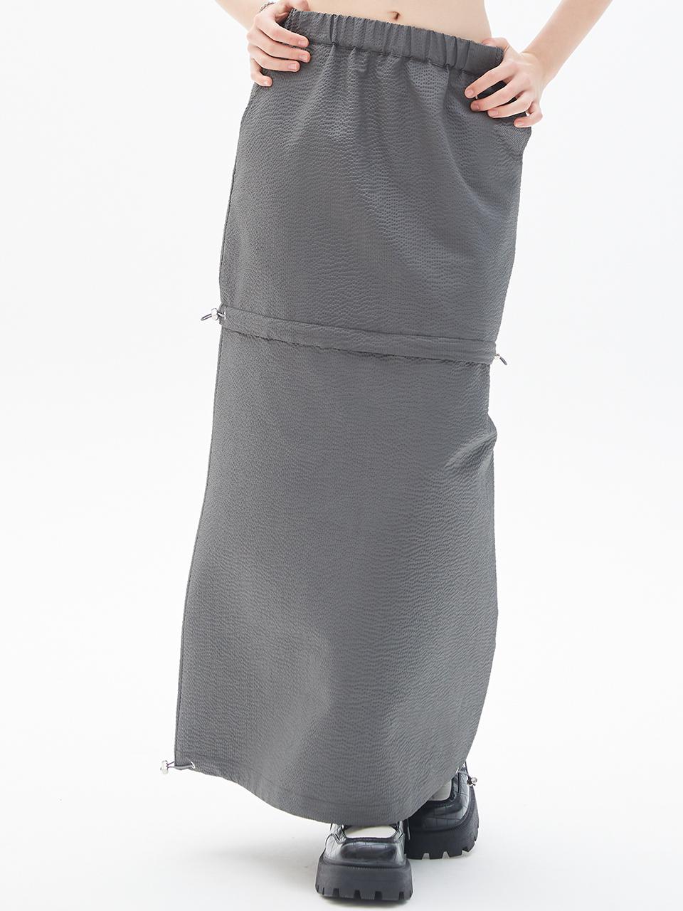 PY 2-WAY SEERSUCKER SKIRT(CHARCOAL)