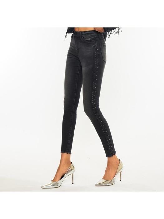 하이웨이스트 스터드 장식 앵클 스키니진 헤르미오네