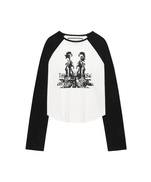 TWIN RAGLAN LS TEE(W) WHITE