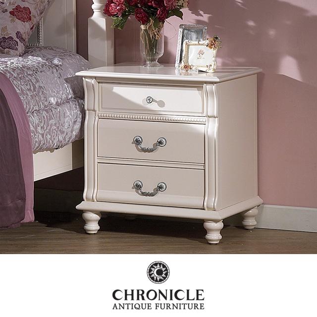 크로니클 화이트 엔틱 협탁 3단 수입가구 미니 서랍장