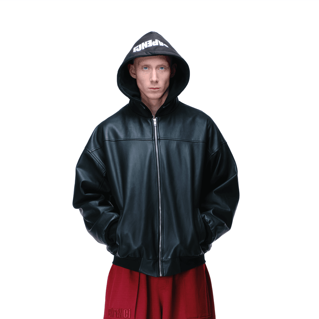 CALFSKIN HOODED BOMBER