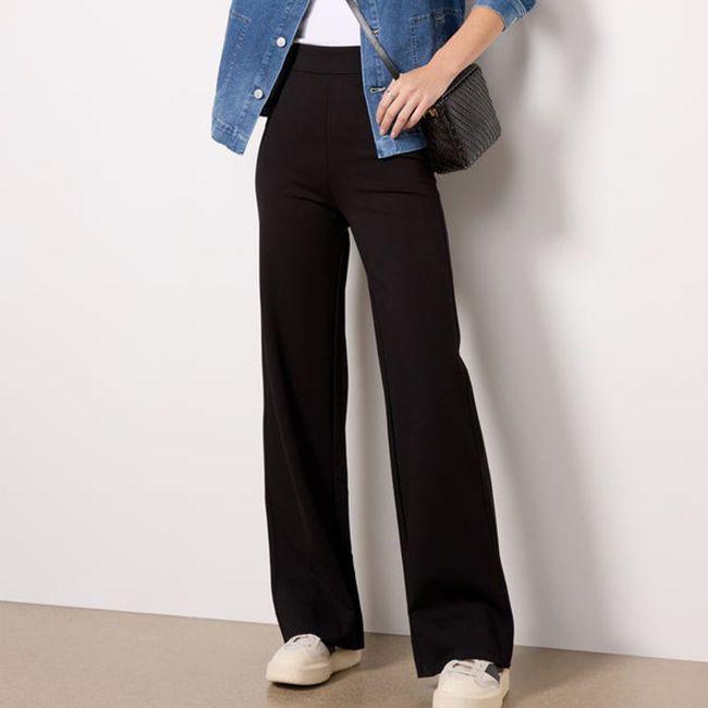 RAG & BONE 랙앤본 Iris 블랙 폰테 스판 밴딩 풀온 와이드 팬츠