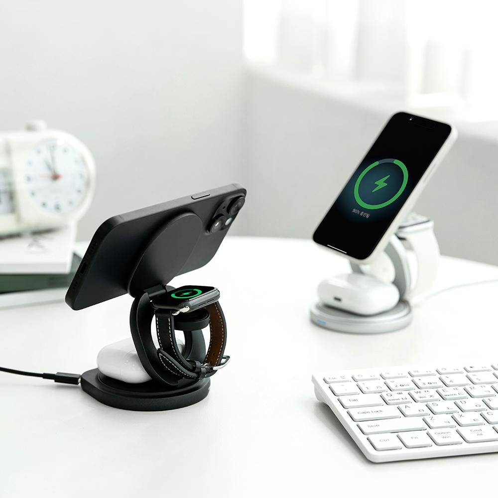 [런칭특가] 라이프썸 3in1 회전 접이식 고속 무선충전기 (LFS-HA60)