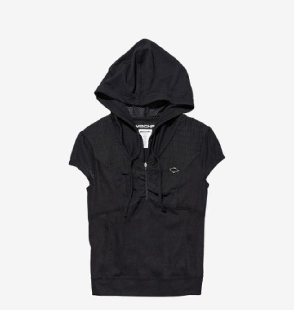 (W) 미스치프 후드 트랙 집업 블랙 멀티
