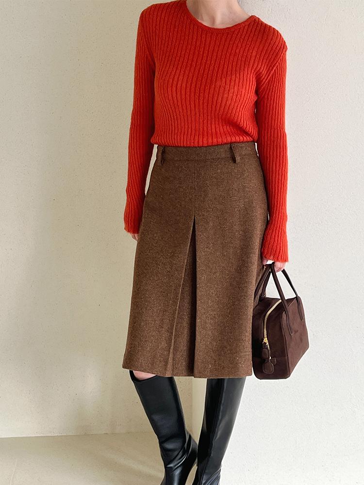 [무료배송] 호프 울 플레어 주름 미디 스커트 a라인 2color