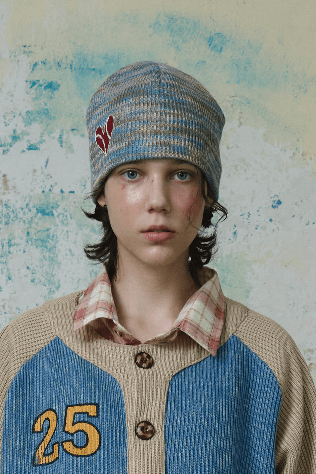 BASEBALL HEART BEANIE (SKYBLUE)