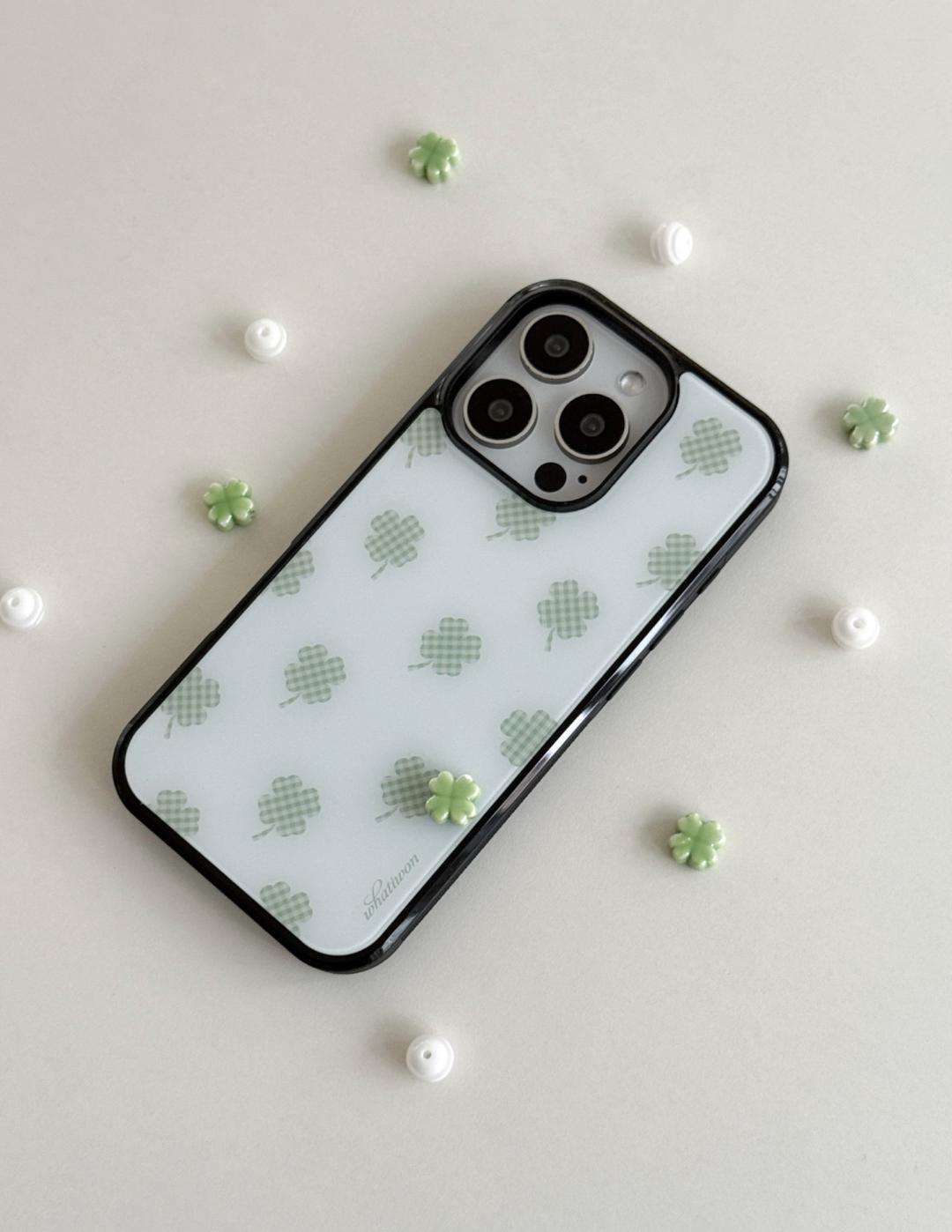 [+맥세이프] Check clover case (matcha)