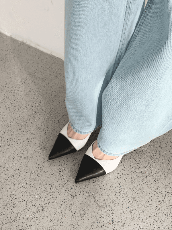 화이트콤비 미들힐 7cm-9cm