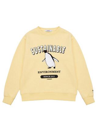 펭귄 일러스트 기모 맨투맨 티셔츠_HTGA82_노랑(23)