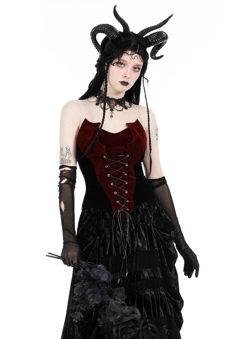 Romantic Goth Velvet Corset Top - XS
