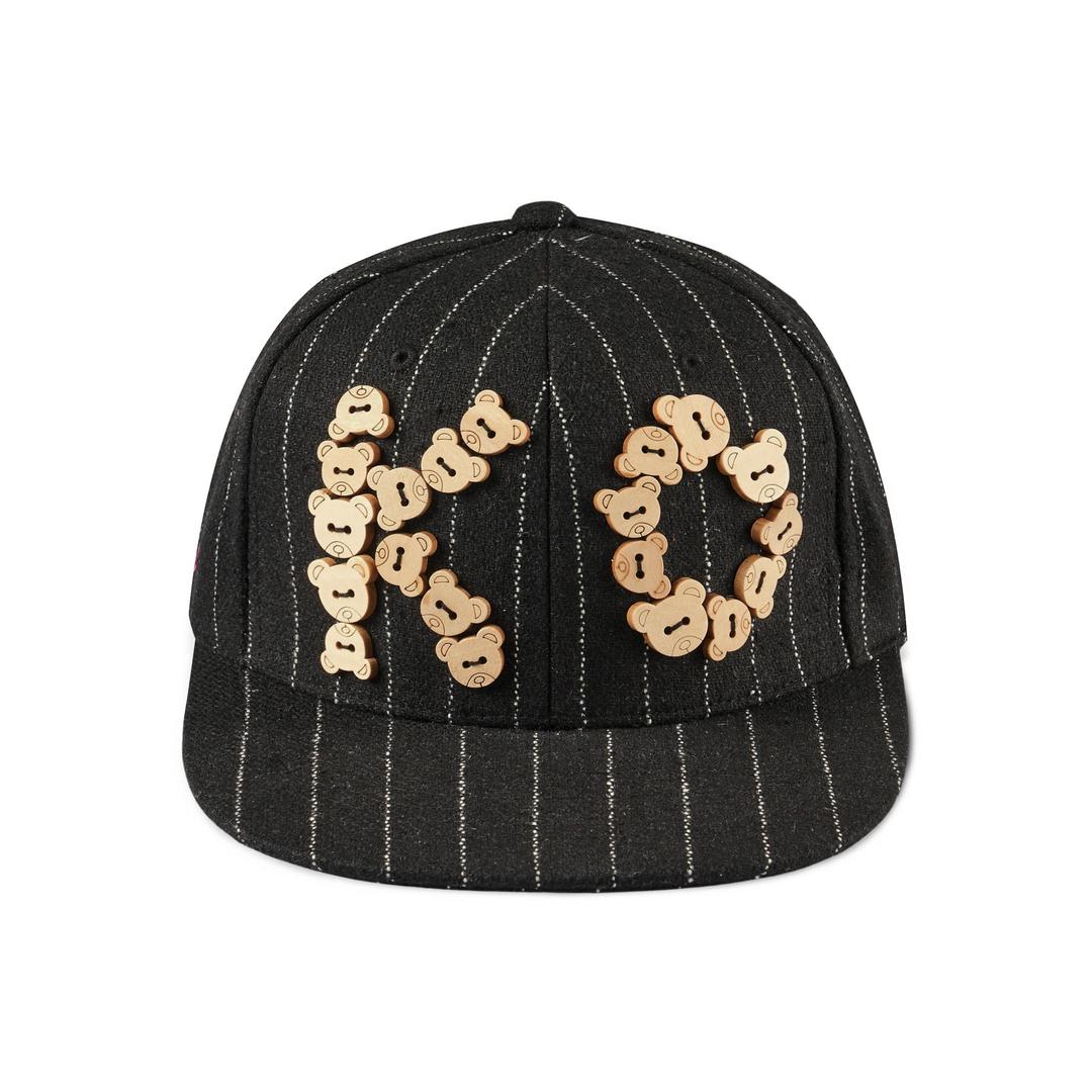 K.O. Bear button  striped cap (Gray)