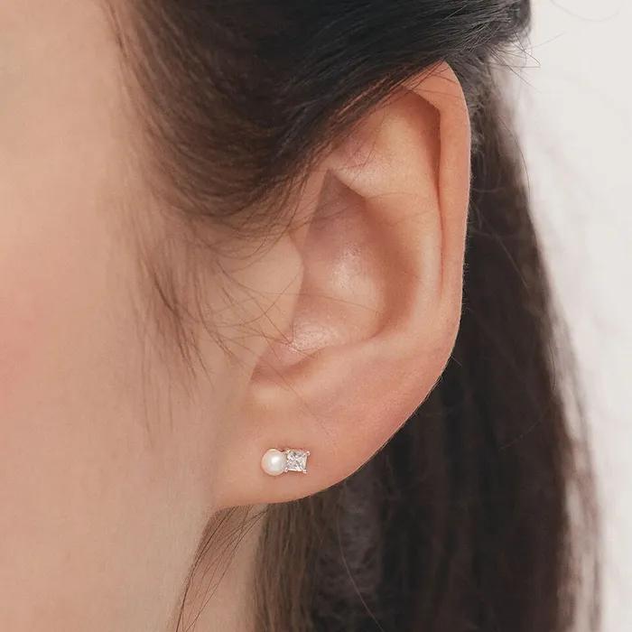 [silver925] berry cubic pearl earring