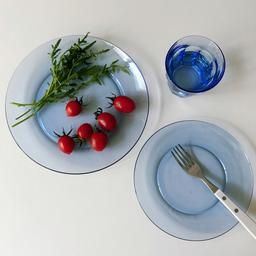 듀라렉스 마린블루 유리 접시 컵 플레이트