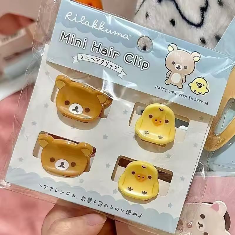 Rilakkuma 헤어 클립 for Girls Relax Bear 귀여운 머리핀 키즈 Bangs 아크릴 바비 핀 패션 헤어 액세서리 New Headwear Gift
