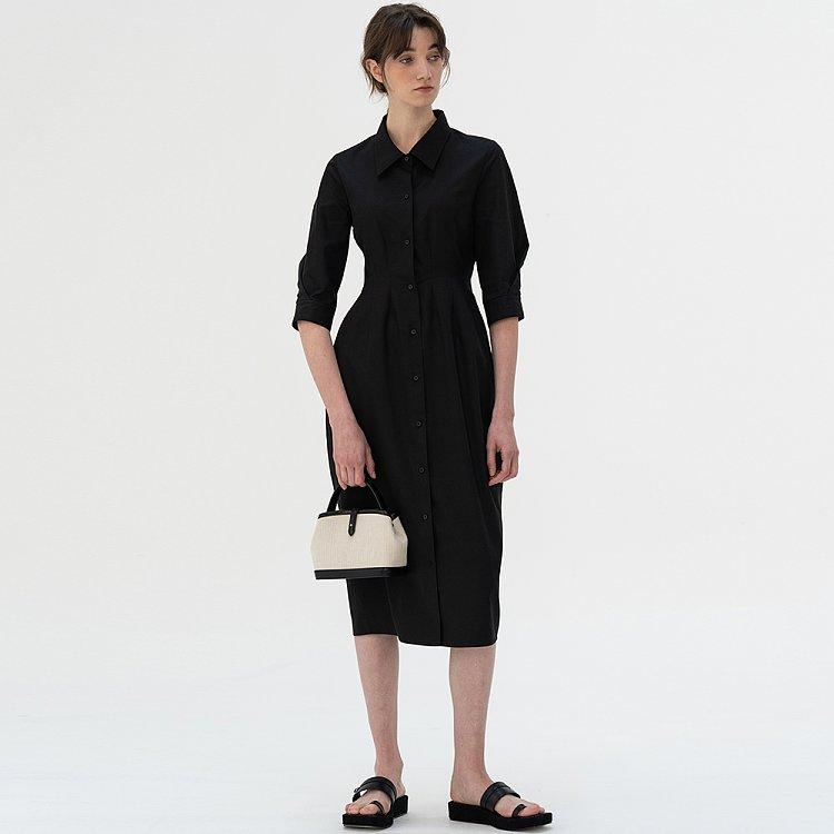 [ESSENTIAL] Original Silhouette Shirt Dress Black