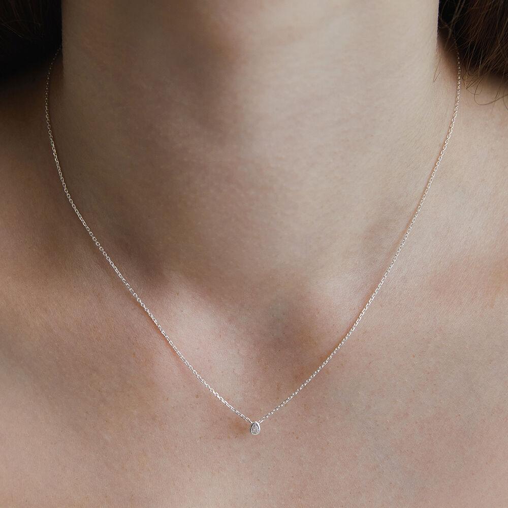 (실버925) 워터 드롭 베젤 체인 목걸이 NZ2419