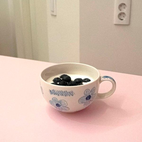 skyblue flower soup cup