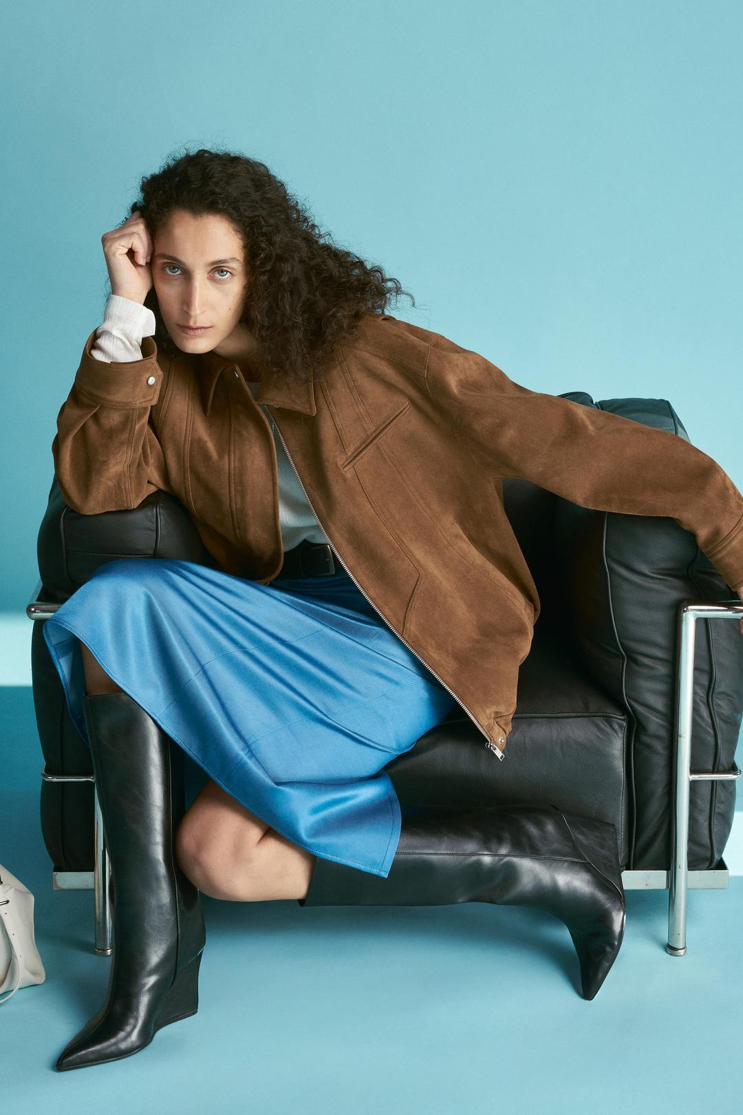 Faux Suede Blouson Jumper M104-93