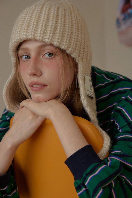 LR KNIT TROOPER HAT_IVORY