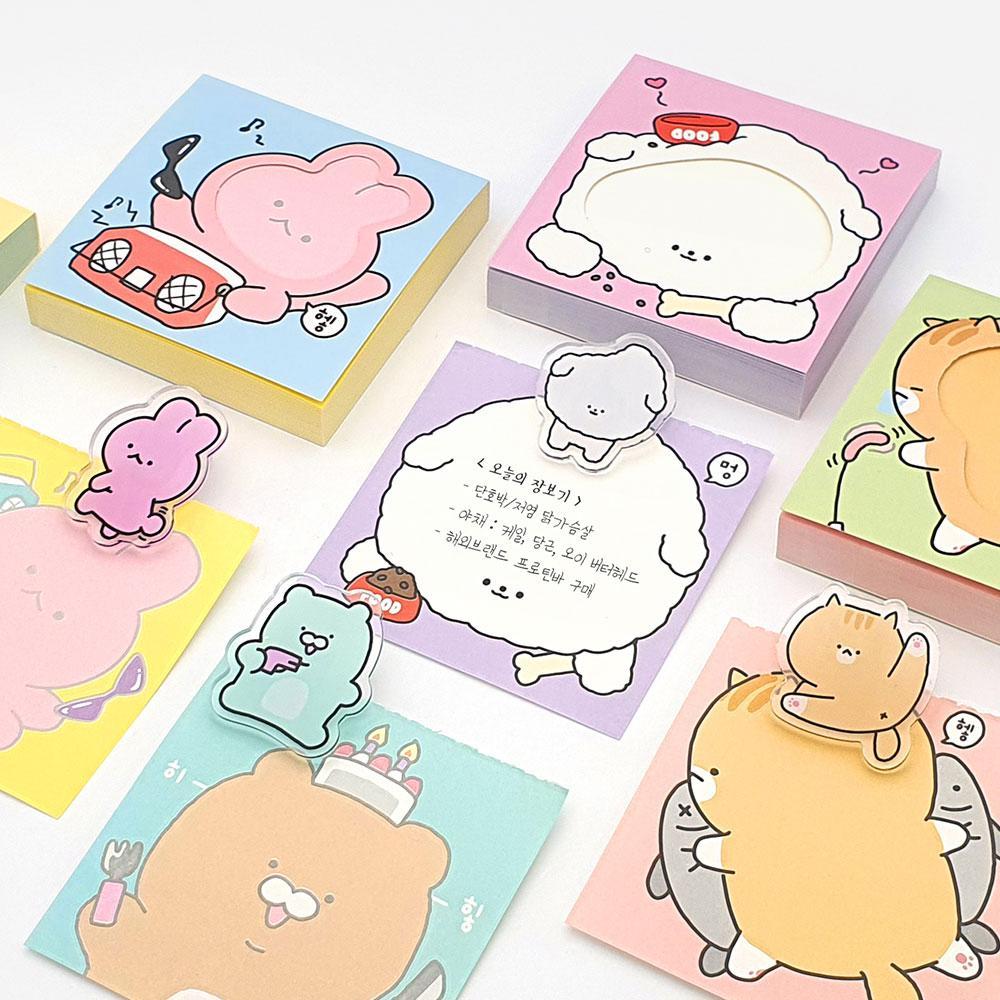 순덕이크루 클립&떡메 세트 메모지 다꾸 메모카드 무지 단어장 미니 노트패드