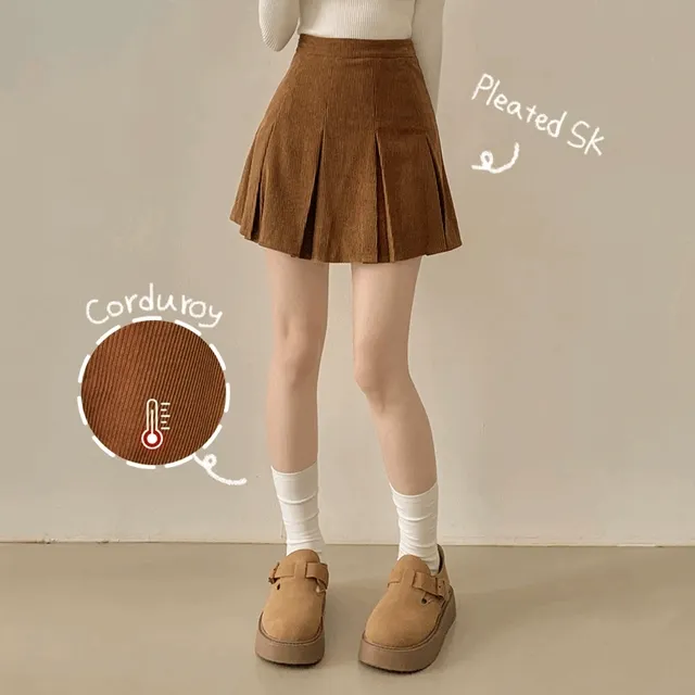 [속바지내장/핏최고] 코듀로이 플리츠 미니스커트 골덴 테니스 겨울치마