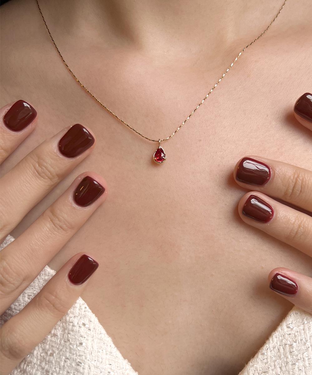 Pear Red sapphire Necklace
