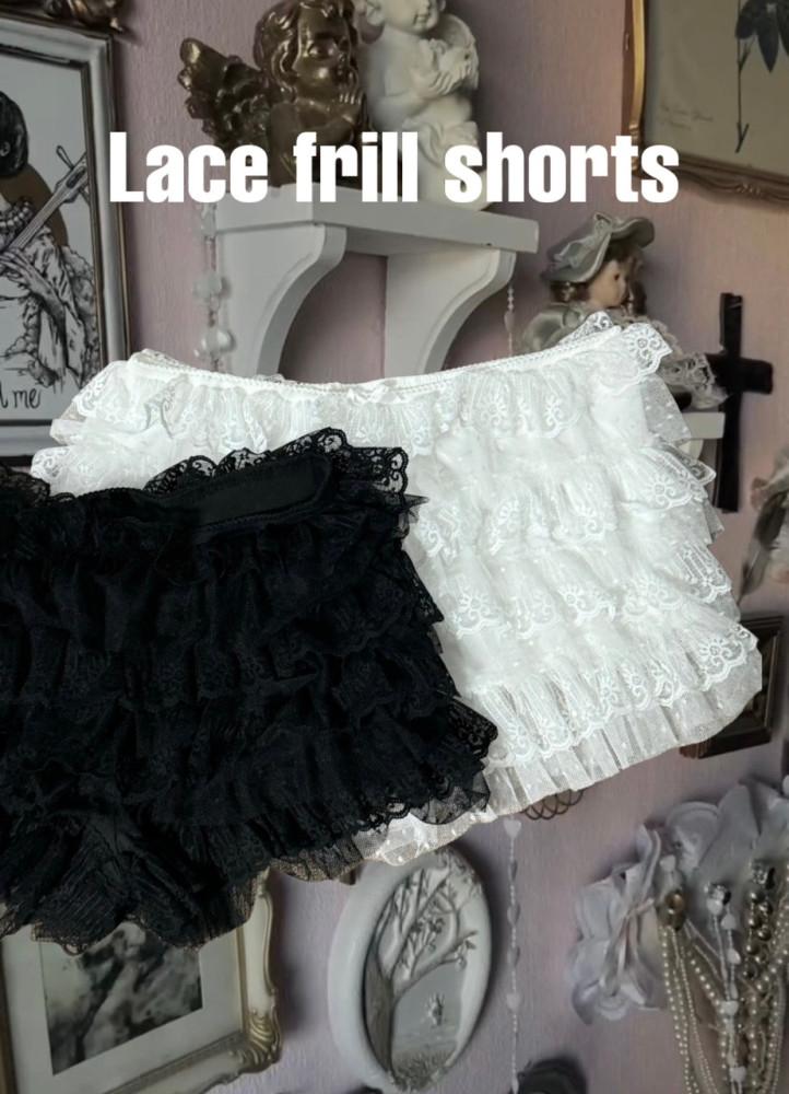 [펑키오브체인]로우웨스트 레이스 도트 포인트 캉캉 숏츠