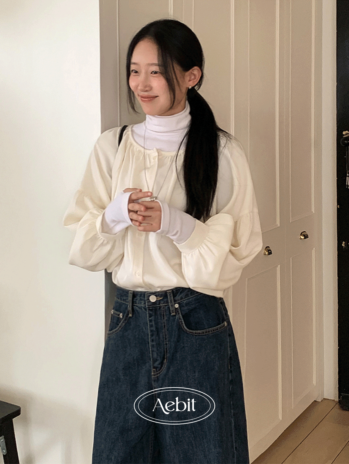 자체제작 noel raglan blouse (2color) 블랙 당일발송!