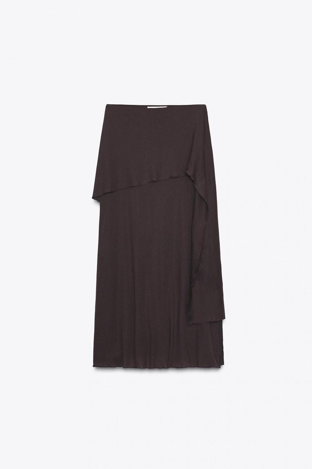 스페인샵 자라 소프트 하이웨이스트 미디 코튼 스커트 0085/837 CHOCOLATE BROWN