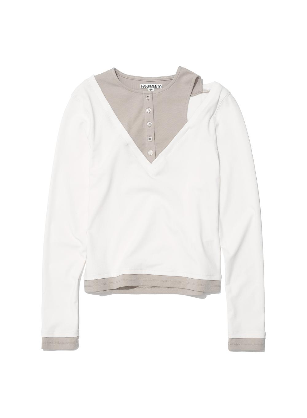 [WOMEN] ALL-IN-ONE LAYERED COMBI LONG SLEEVE TEE_WHITE