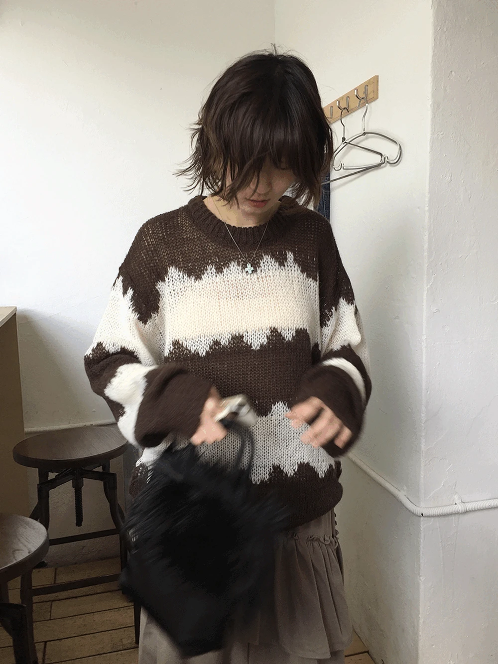 제라 루즈 알파카 배색 니트 (5c)