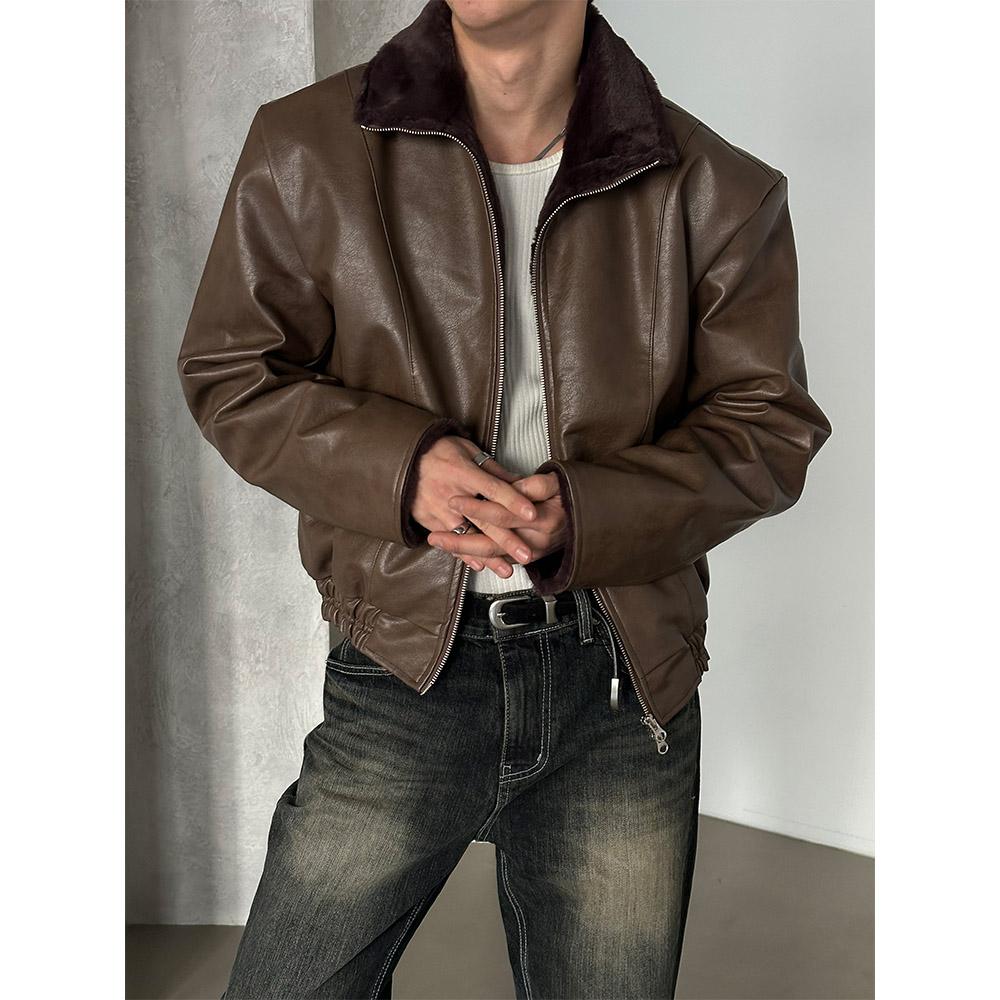 [F/W] Crack fur leather jacket(2color)