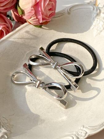 이런 상품 어때요? 실버매듭리본 메탈 헤어 머리끈