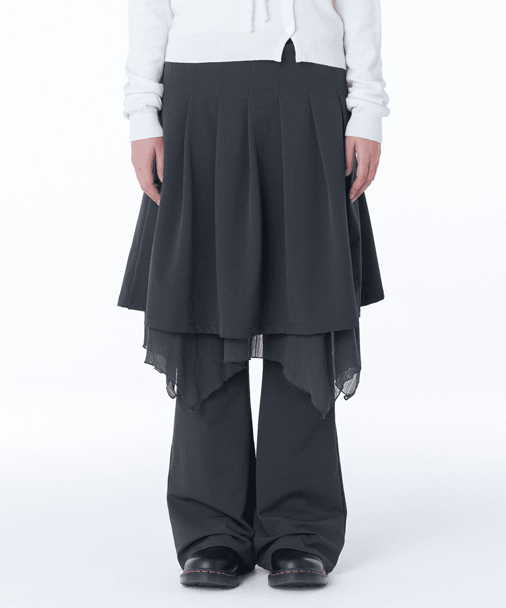 [9/18일 발매]Layered skirt pants set CHARCOAL