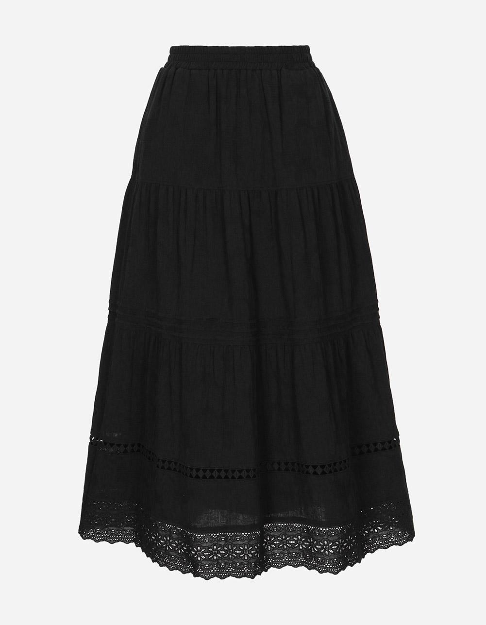 [Thursday Island]_T262MSK132W_티어드 자가드 롱 스커트