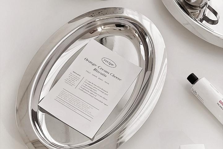 빈티지 스테인레스 오발 트레이 3size