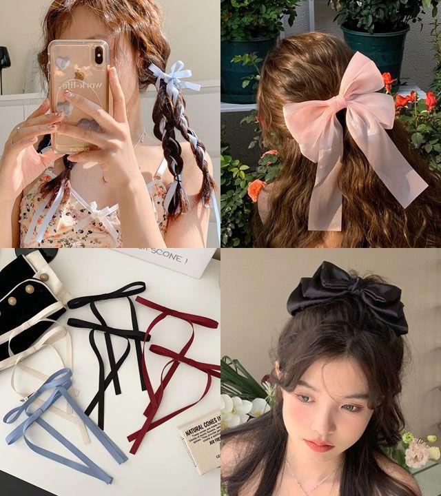 [당일배송] 발레코어 리본핀 뉴진x 제x 머리핀 레이스 새틴 시스루 감성 가득 헤어핀