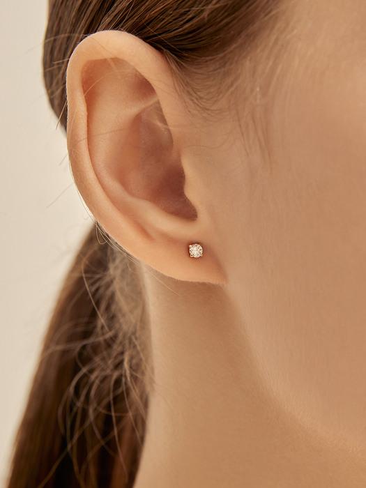 14k 라운드 브릴리언트 0.1캐럿 모이사나이트 귀걸이 (14k골드) #MOE02