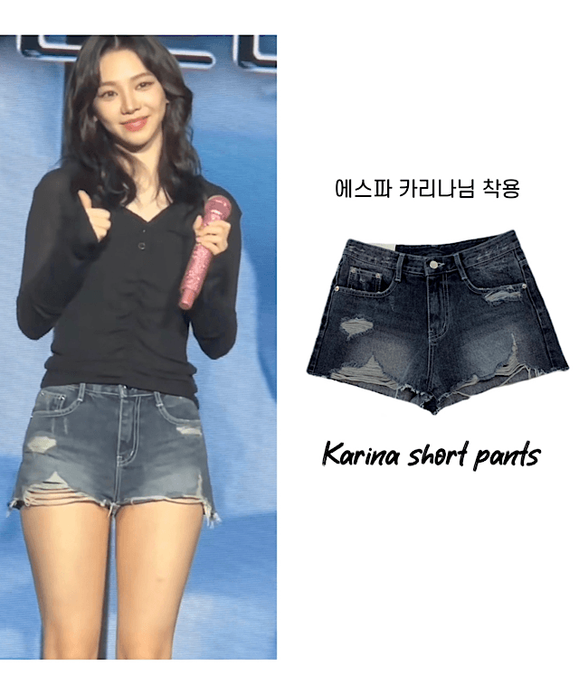 유라인 진청 데미지 숏 데님 팬츠 *국내제작/에스파착용