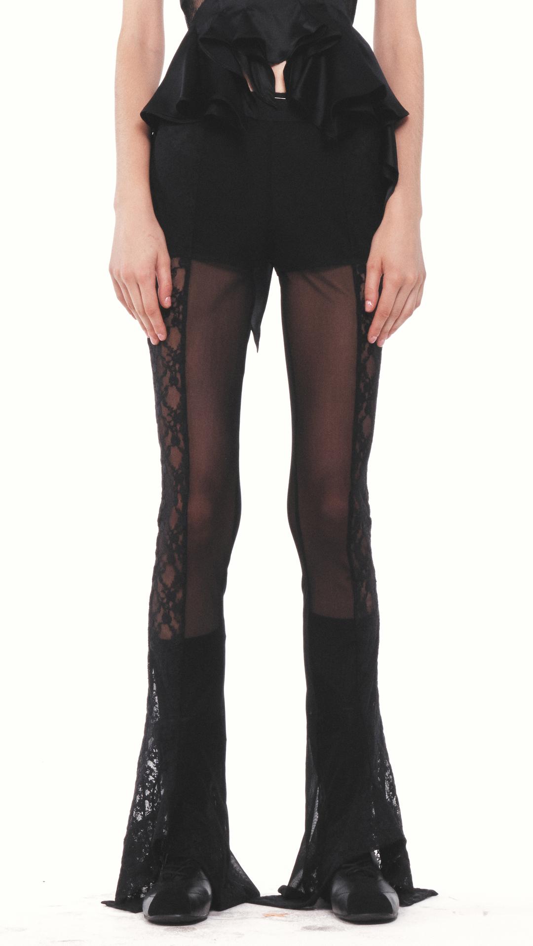 LACE PANEL FLARE PANTS