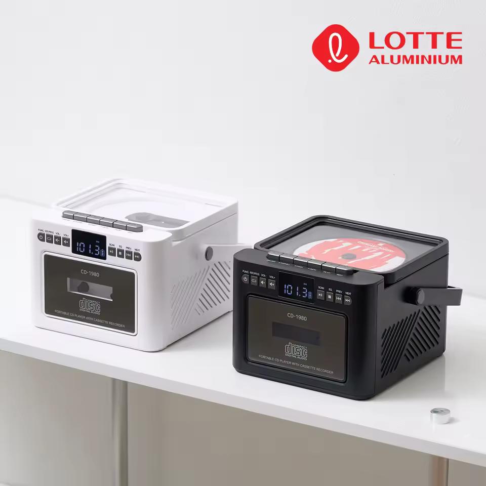 롯데 포터블 CD카세트 CD-1980 리모컨 양방향블루투스 FM라디오 레트로카세트