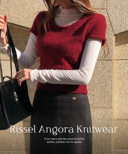 [4차 리오더🔥/겨울니트⛄️] 리셀 앙고라 퍼프 울 크롭 반팔 니트 - 4color (레이어드/출근룩)