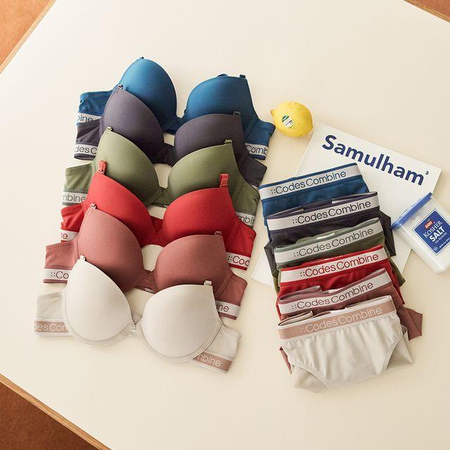 솔리드 투톤밴드 베이직 브라 팬티 세트 6 Colors